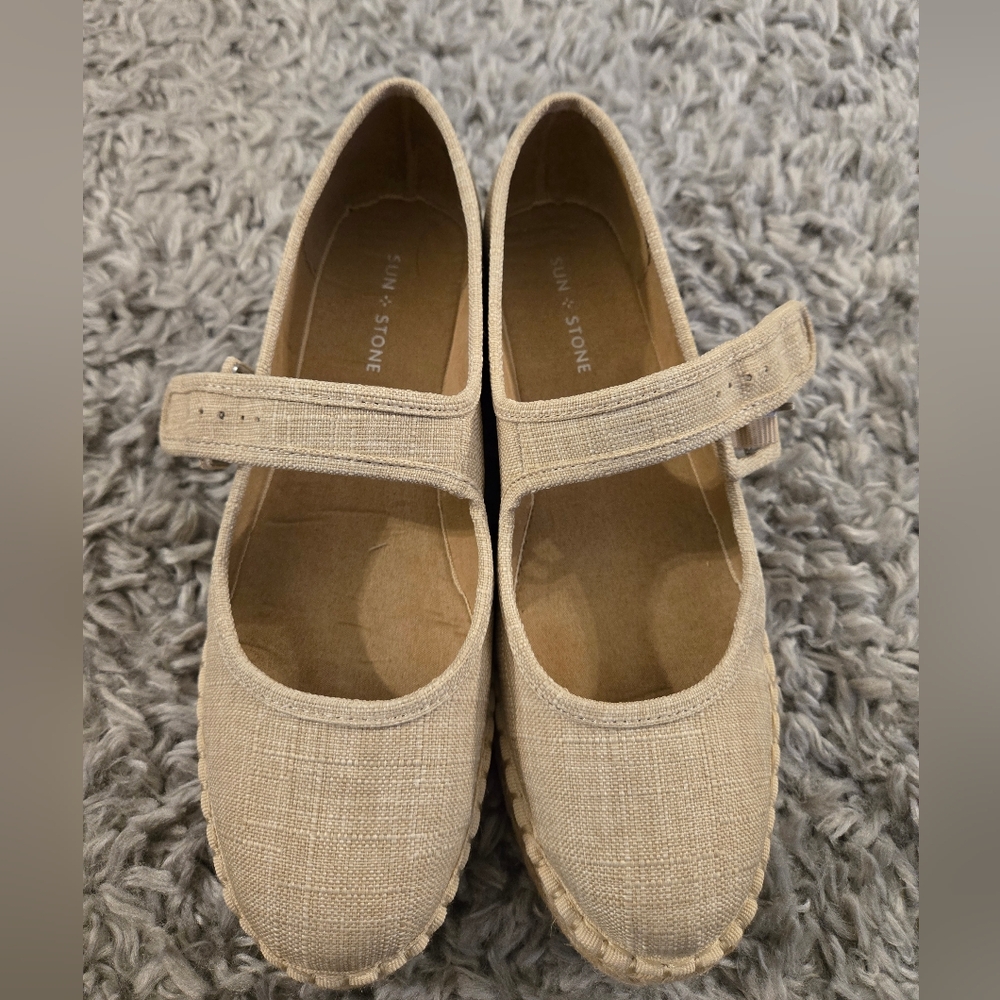 NEW! Beige Espadrille Mary Jane Shoes